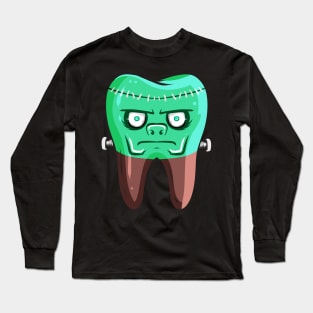 Frankenstein Tooth For Dentist On Halloween Long Sleeve T-Shirt